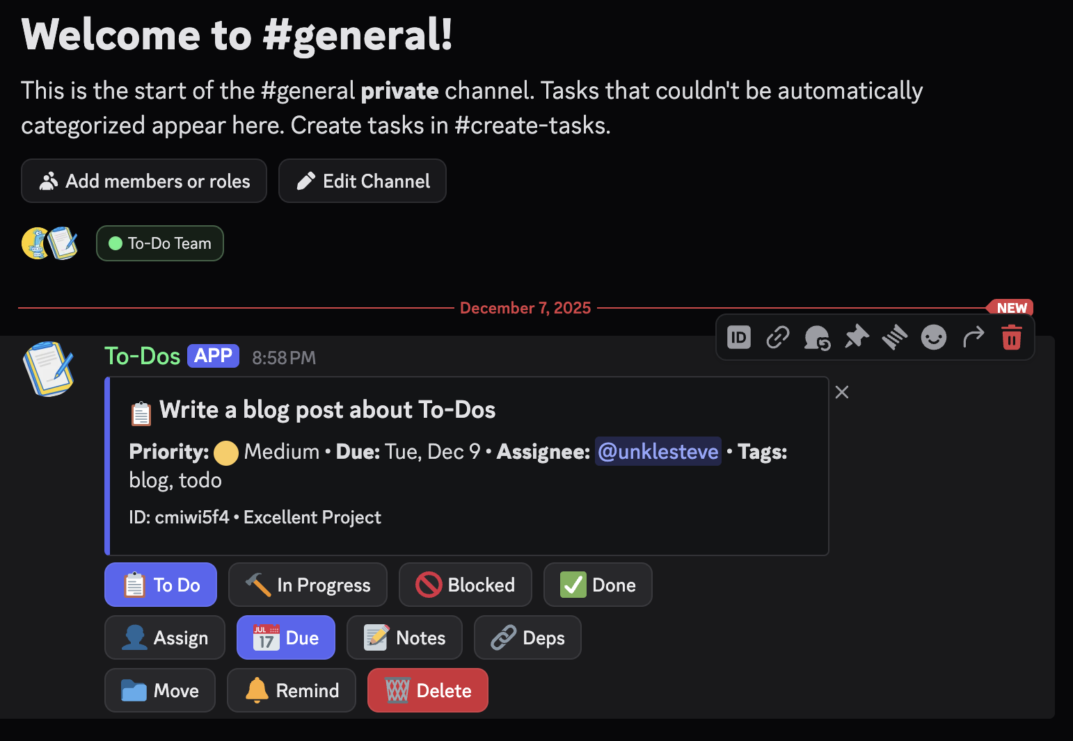 Project created in To-Do